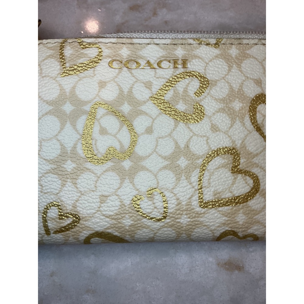 Coach‎ Coin Card Case Heart Print Zip Key Ring Wallet - Picture 7 of 15